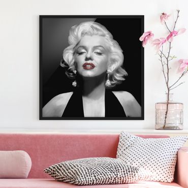 Poster con cornice - Marilyn With Red Lips - Quadrato 1:1