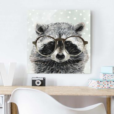 Quadro in vetro - Animals With Glasses - Raccoon - Quadrato 1:1