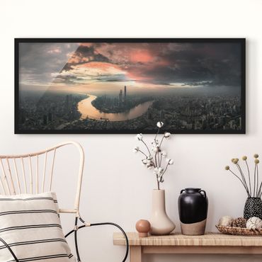 Poster con cornice - Shanghai Mattina - Panorama formato orizzontale