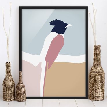 Poster con cornice - Line Art Uccello Pastello - Verticale 4:3