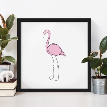 Poster con cornice - Flamingo Line Art - Quadrato 1:1
