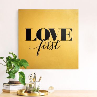 Quadro su tela oro - Love first