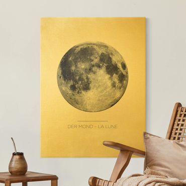 Quadro su tela oro - La Luna - La Lune