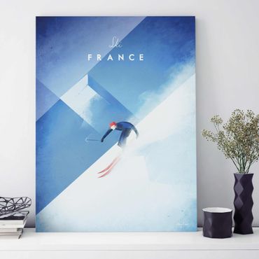 Quadro in vetro - Viaggi Poster - Sciare in Francia - Verticale 4:3