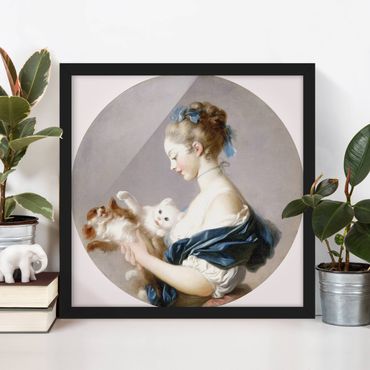 Poster con cornice - Jean Honoré Fragonard - Girl With Dog - Quadrato 1:1