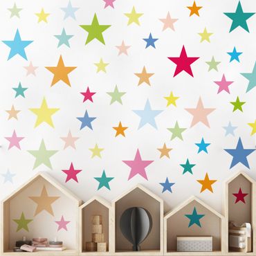 Adesivo murale - 92 stelle colorate