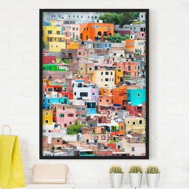 Poster con cornice - Colored Houses Front Guanajuato - Verticale 4:3