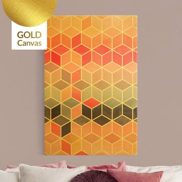Quadro su tela oro - Geometria dorata - Pastello colorato