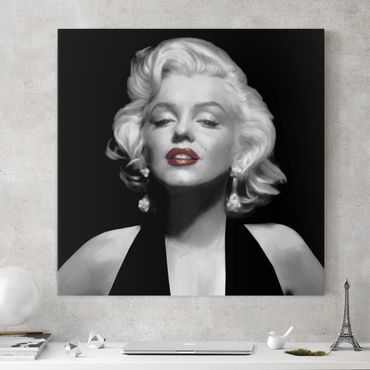 Stampa su tela - Marilyn With Red Lips - Quadrato 1:1