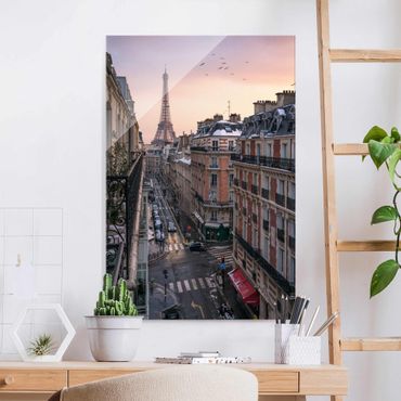 Quadro in vetro - La torre Eiffel al tramonto