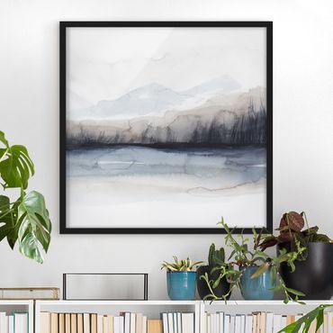 Poster con cornice - Lakeside With Mountains I - Quadrato 1:1