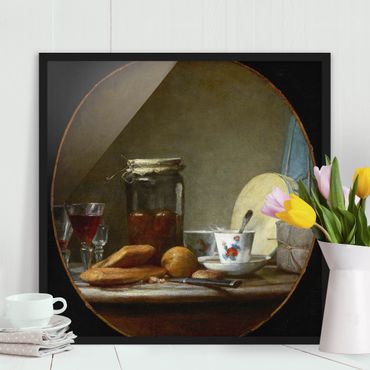 Poster con cornice - Jean-Baptiste Siméon Chardin - Glass With Apricots - Quadrato 1:1