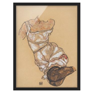 Poster con cornice - Egon Schiele - Female Torso In Underwear And Black Stockings - Verticale 4:3