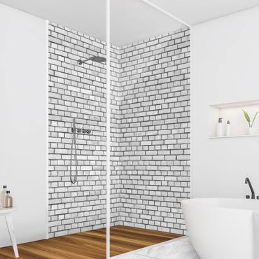 Rivestimento per doccia - Muro di mattoni bianco