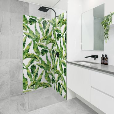 Rivestimento per doccia - Trama di foglie di banane in acquerello