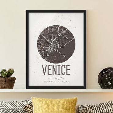Poster con cornice - Venice City Map - Retro - Verticale 4:3