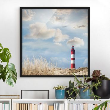 Poster con cornice - Lighthouse In The Dunes - Quadrato 1:1