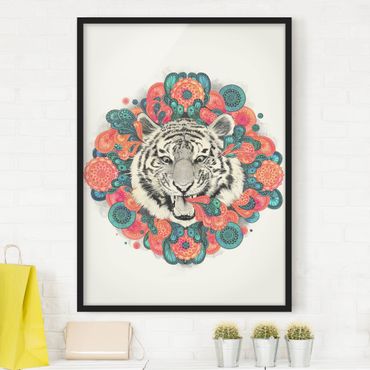 Poster con cornice - Illustrazione Tiger disegno Mandala Paisley - Verticale 4:3