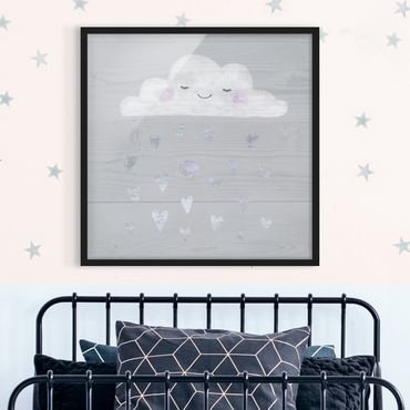 Poster con cornice - Cloud With Silver Hearts - Quadrato 1:1