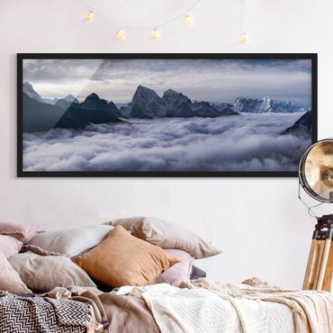 Poster con cornice - Mare di nubi in Himalaya - Panorama formato orizzontale