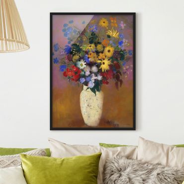 Poster con cornice - Odilon Redon - White Vase With Flowers - Verticale 4:3