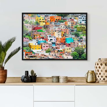 Poster con cornice - Colored Houses Front Guanajuato - Orizzontale 3:4