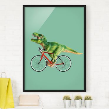 Poster con cornice - Dinosauro con la bicicletta - Verticale 4:3