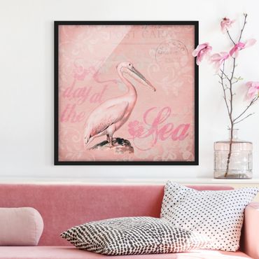 Poster con cornice - Shabby Chic Collage - Pelican - Quadrato 1:1