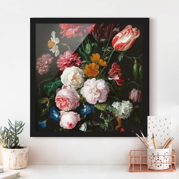 Poster con cornice - Jan Davidsz De Heem - Natura morta con fiori in un vaso di vetro - Quadrato 1:1