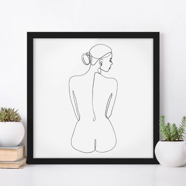 Poster con cornice - Line Art Nudes Torna Bianco e nero - Quadrato 1:1