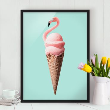 Poster con cornice - Ghiaccio Con Flamingo - Verticale 4:3
