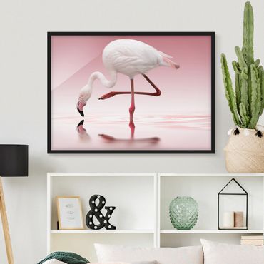 Poster con cornice - Flamingo Dance - Orizzontale 3:4
