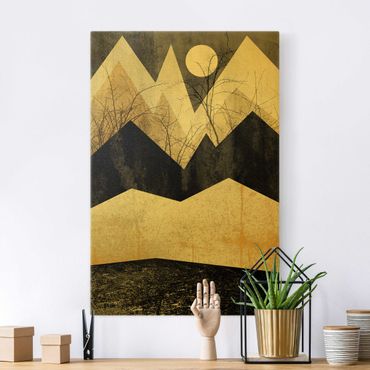 Quadro su tela oro - Montagne dorate e rami