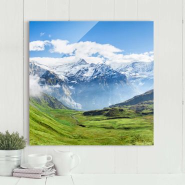 Quadro in vetro - Panorama delle Alpi svizzere