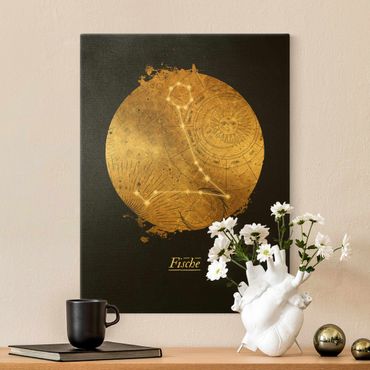 Quadro su tela oro - Segno zodiacale Pesci in grigio e oro