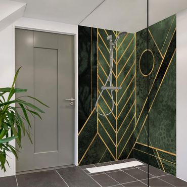 Rivestimento per doccia - Forme geometriche smeraldo e oro