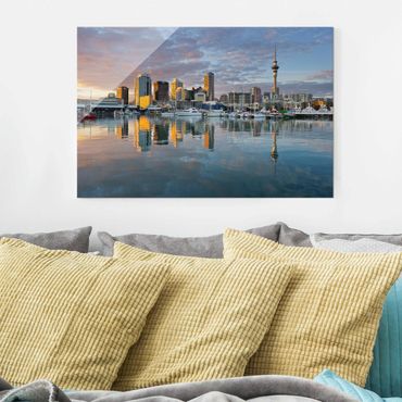 Quadro su vetro - Auckland Skyline Sunset - Orizzontale 3:2