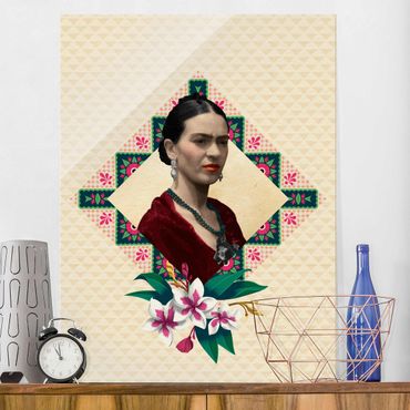 Quadro in vetro - Frida Kahlo - Flowers And Geometry - Verticale 3:4