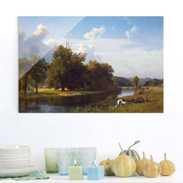 Quadro in vetro - Albert Bierstadt - A River Landscape, Westphalia - Orizzontale 3:2