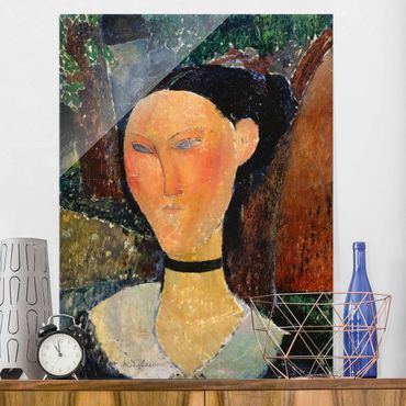 Quadro in vetro - Amedeo Modigliani - Woman with a velvet Neckband - Verticale 3:4