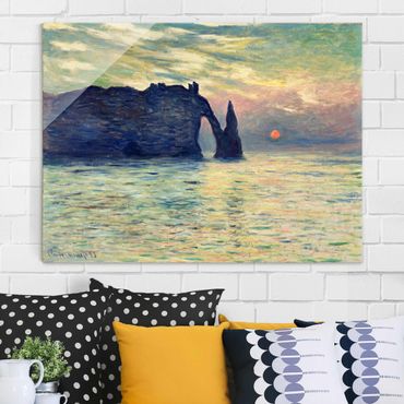 Quadro su vetro - Claude Monet - Roccia, Étretat, Tramonto - Impressionismo - Orizzontale 4:3