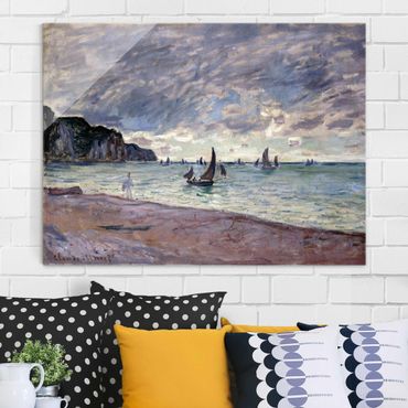 Quadro in vetro - Claude Monet - Barche da Pesca di Fronte alla Spiaggia e le Scogliere di Pourville - Impressionismo - Orizzontale 4:3