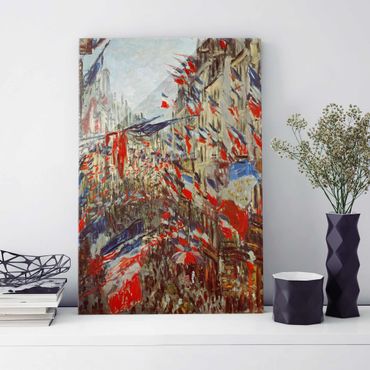 Quadro su vetro - Claude Monet - La Rue Montargueil con Bandiere - Impressionismo - Verticale 2:3