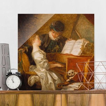 Quadro su vetro - Jean Honoré Fragonard - The Piano Lesson - Quadrato 1:1