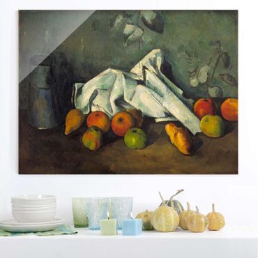 Quadro in vetro - Paul Cézanne - Brocca di Latte e le Mele - Impressionismo - Orizzontale 4:3