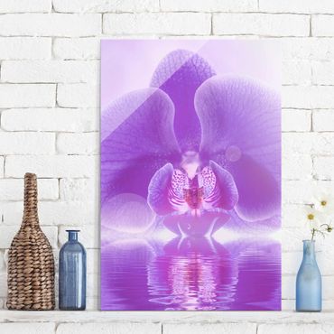 Quadro in vetro - Purple Orchid on water - Verticale 2:3