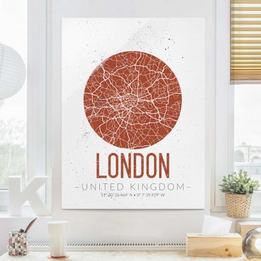 Quadro in vetro - London City Map - Retro - Verticale 3:4