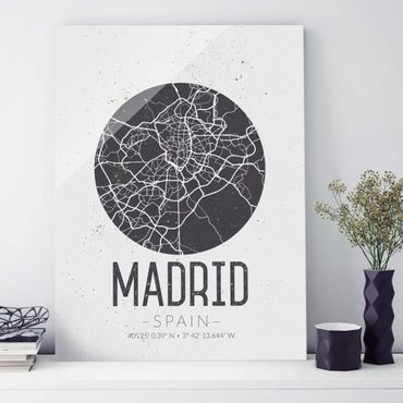 Quadro in vetro - Madrid City Map - Retro - Verticale 3:4