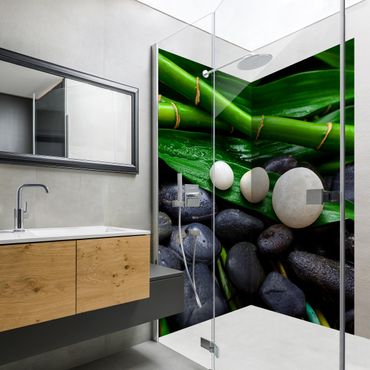 Rivestimento per doccia - Bambù verde con pietre zen