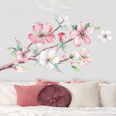 Adesivo murale - Acquerello filiale di fiori di ciliegio